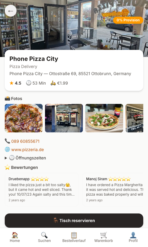 mnja Restaurant-Seite